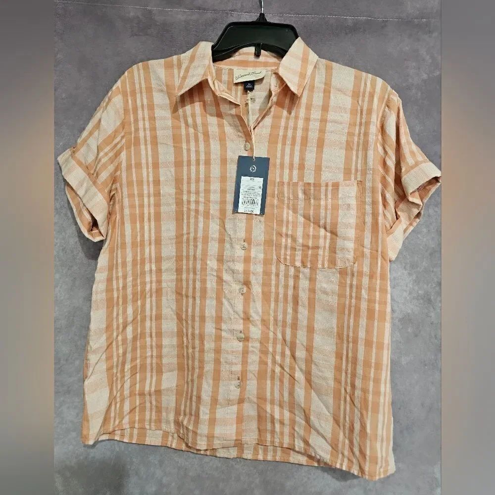 Women's Button Down Casual Short Sleeve Shirt XS‎